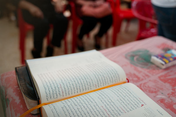 Bible open on a table